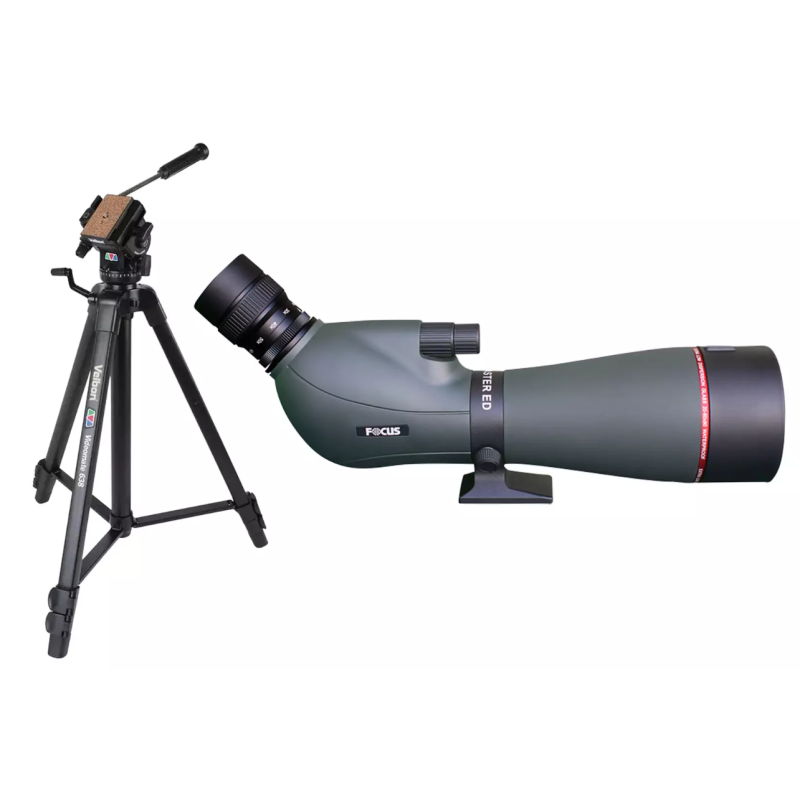 Focus Nordic Kit Viewmaster ED 80mm con ocular zoom  20-60x y trípode Velbon Videomate 638